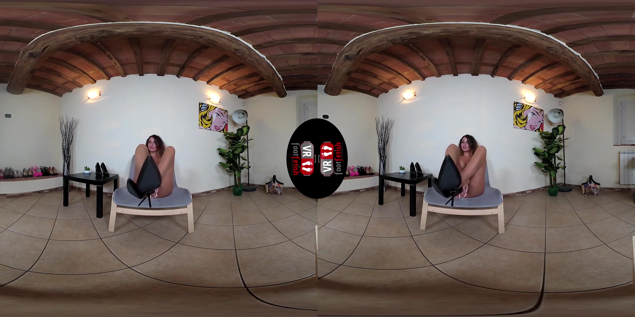 Hot Blonde Thena Sitting On A Chair With Sheer Nude Nylons - Sexy Amateur Leg and Foot Fetish VR