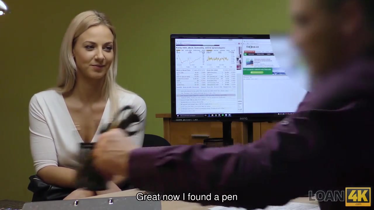 LOAN4K. Blonde lassie gives herself to agent in office in loan porn