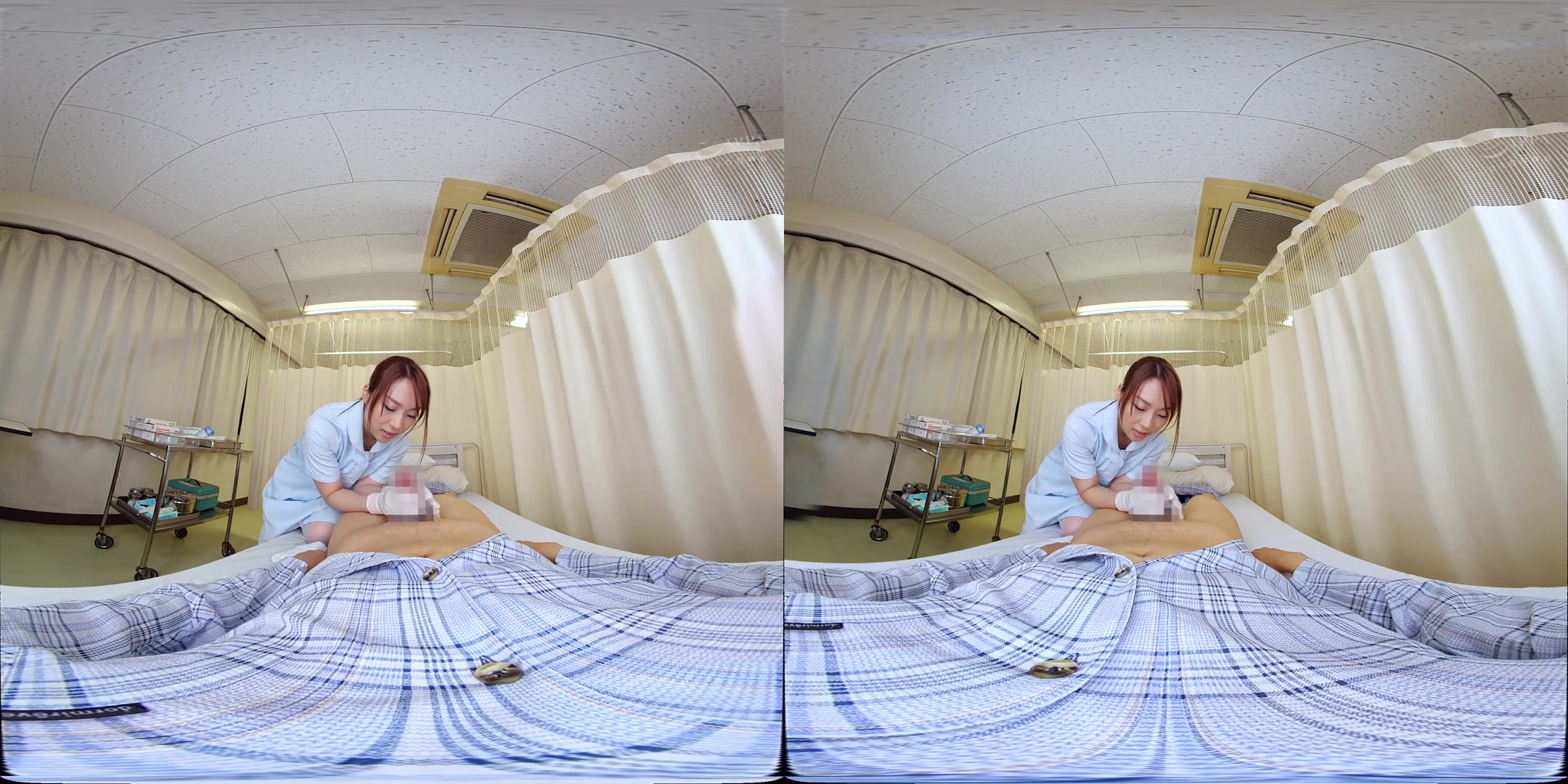 Frustrated Nurse can Hear Them Through the Curtains - Hot Japanese Nurse Blowjob and Sex