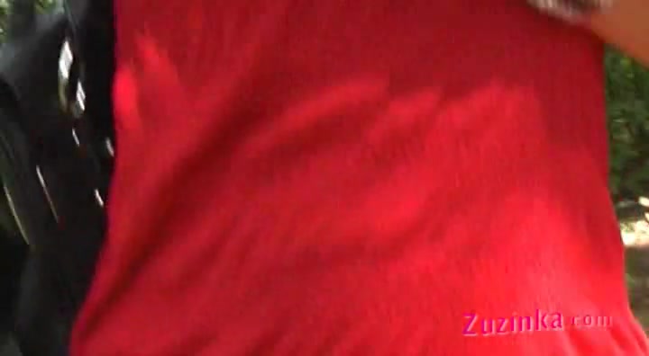 Zuzinka shows her pussy in public