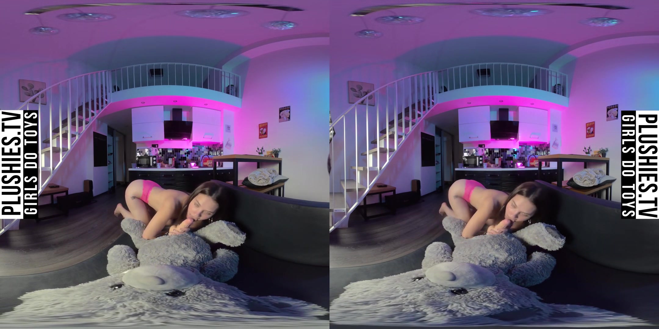 Euphoria - Strapon Sex In The Kitchen With Teddy Bear; Amateur VR Porn with Big Dildo