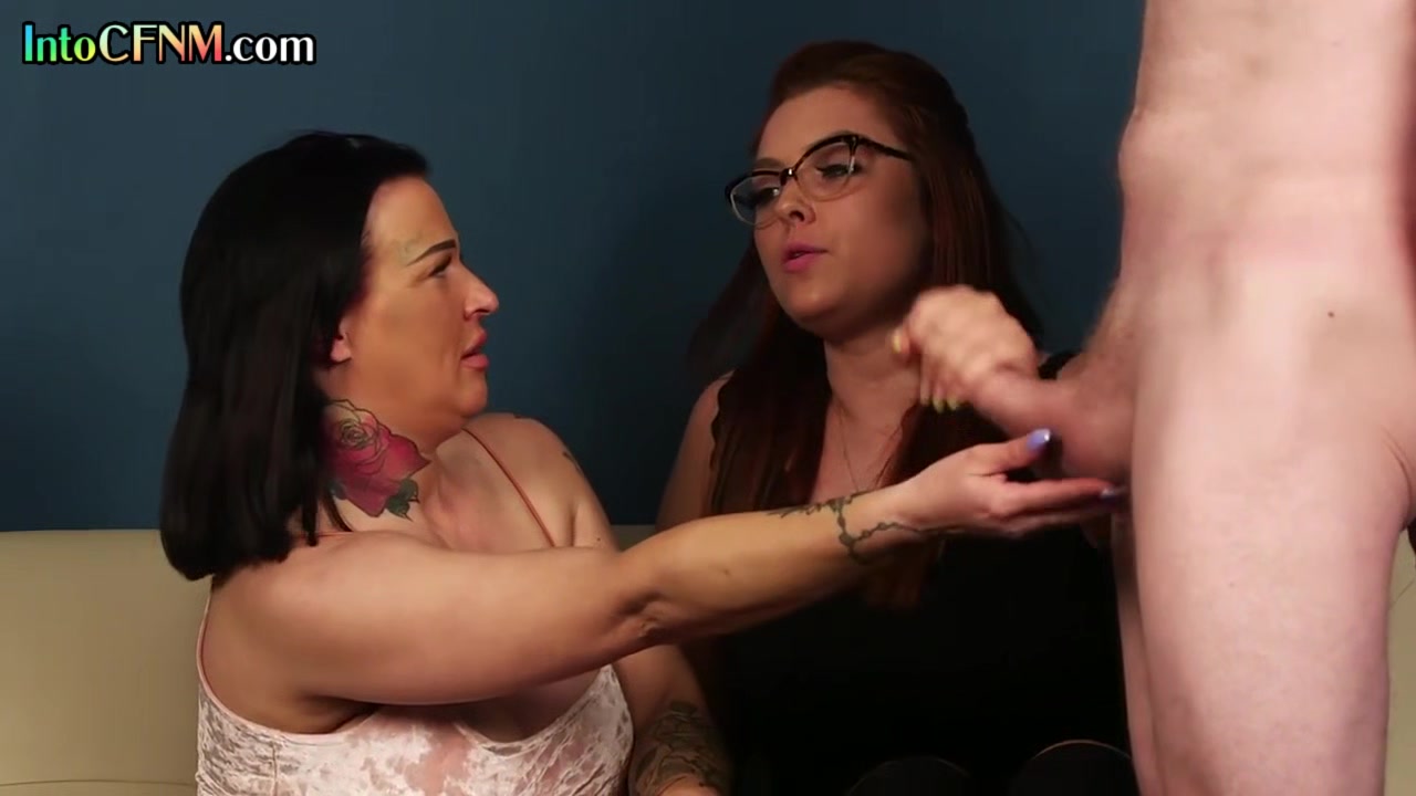 CFNM British ladies jerk dick in FFM femdom threeway