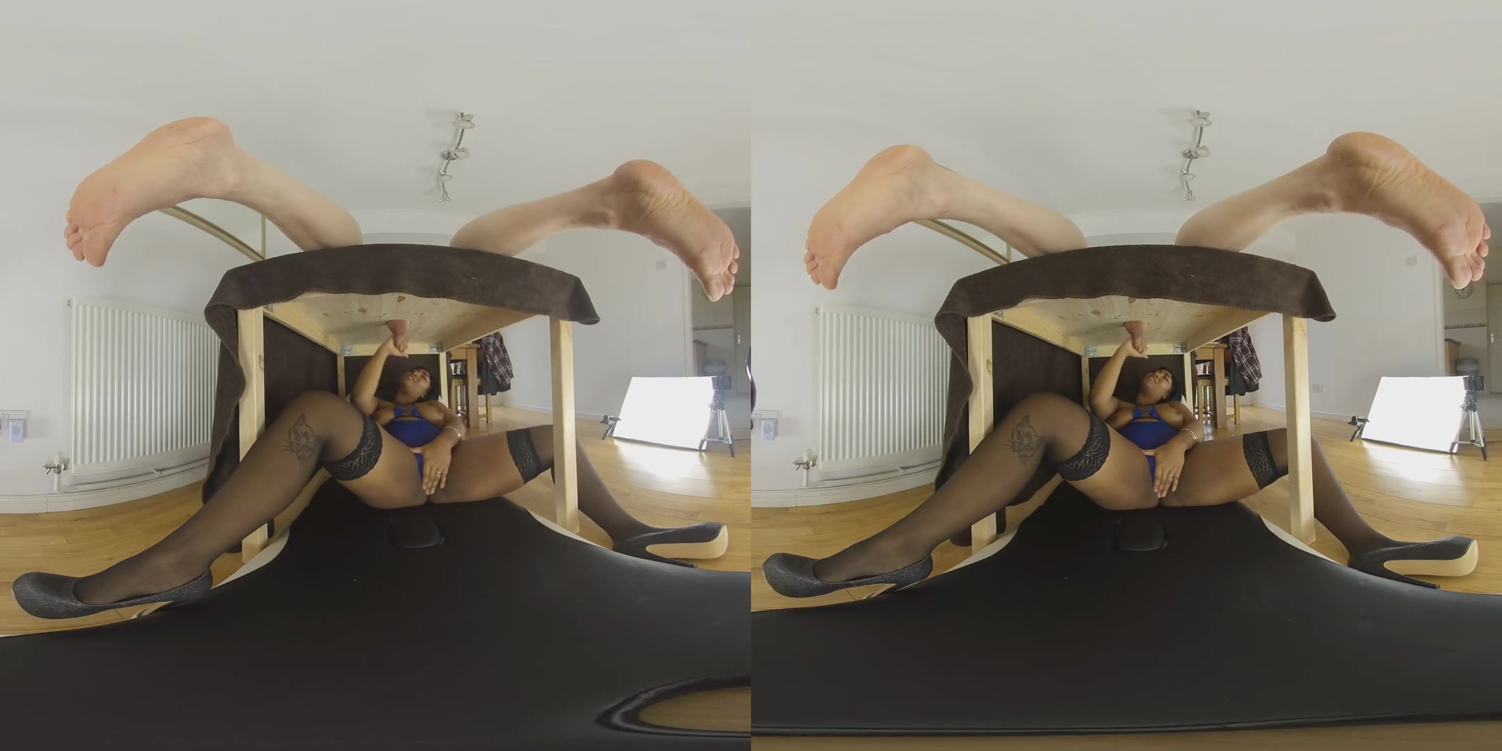 Dink Lu, Milking Table - Exotic Mocha Babe Sucking Cock and Taking his Cum