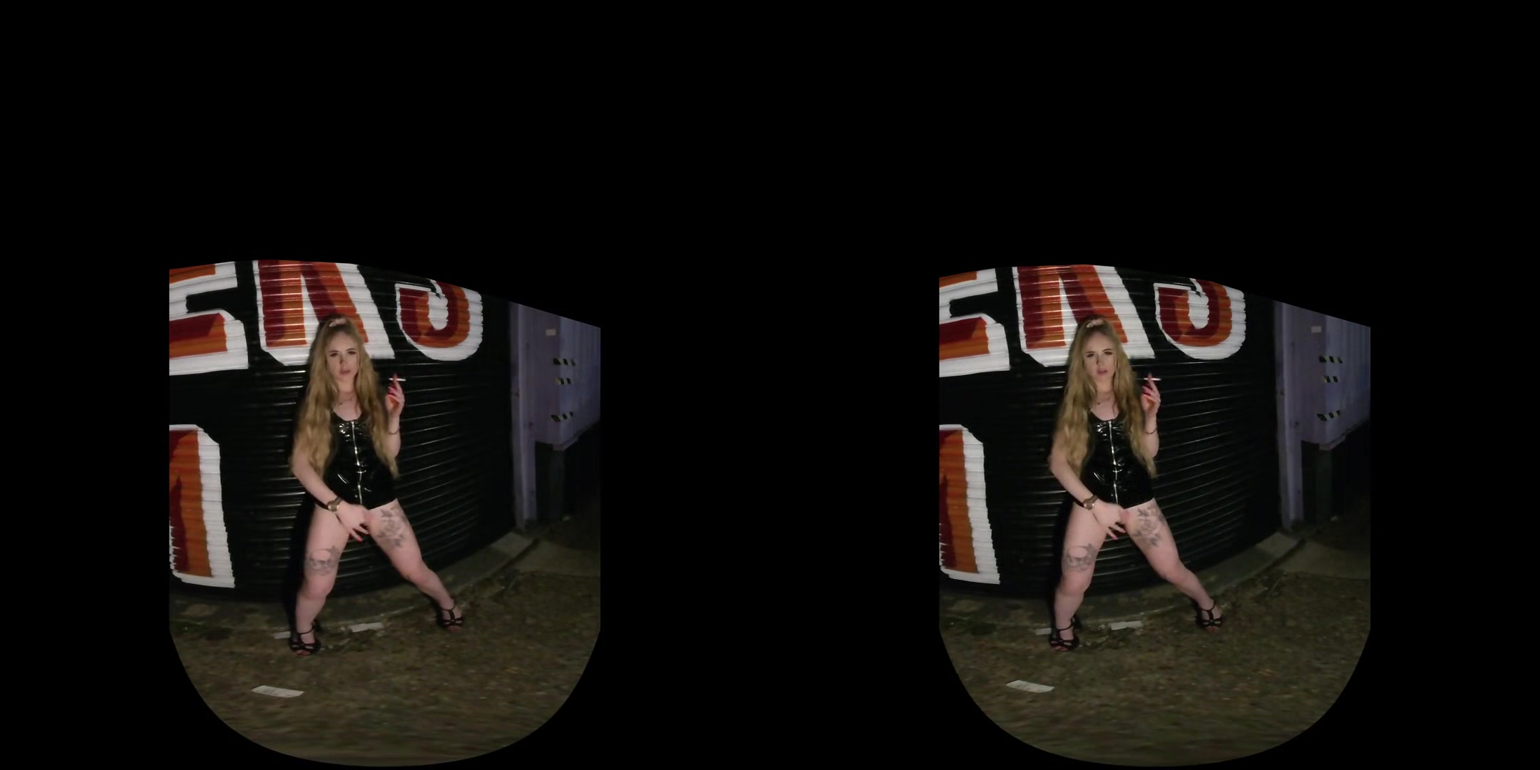 Baby Kitten, Outside The Sex Club! - Teen Blonde Babe Solo Smoking
