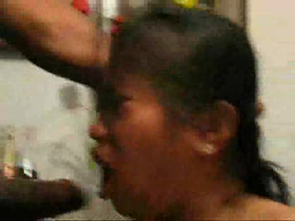 Thai slut takes huge black dick deep in the throat