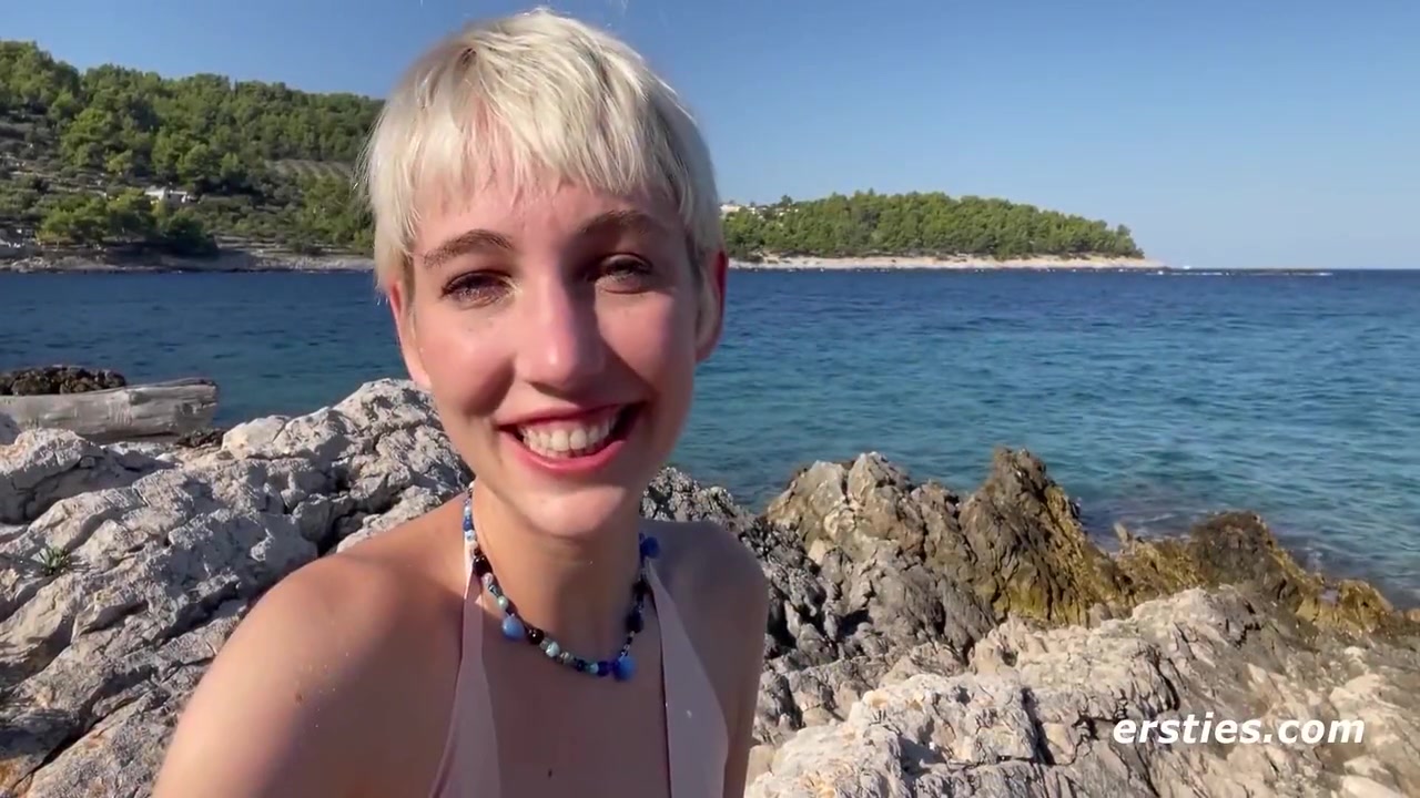 Adorable Annika Fingers Herself On A Beach In Croatia