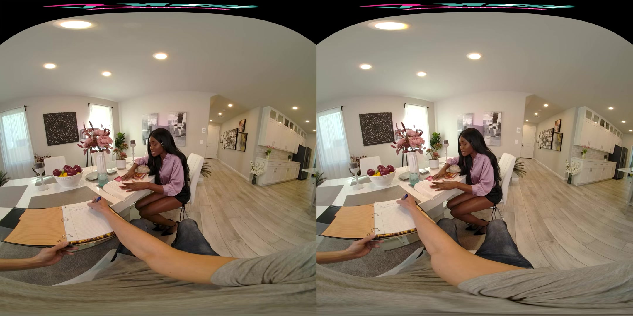 VRHUSH Ebony babe Nicole Kitt needs help studying