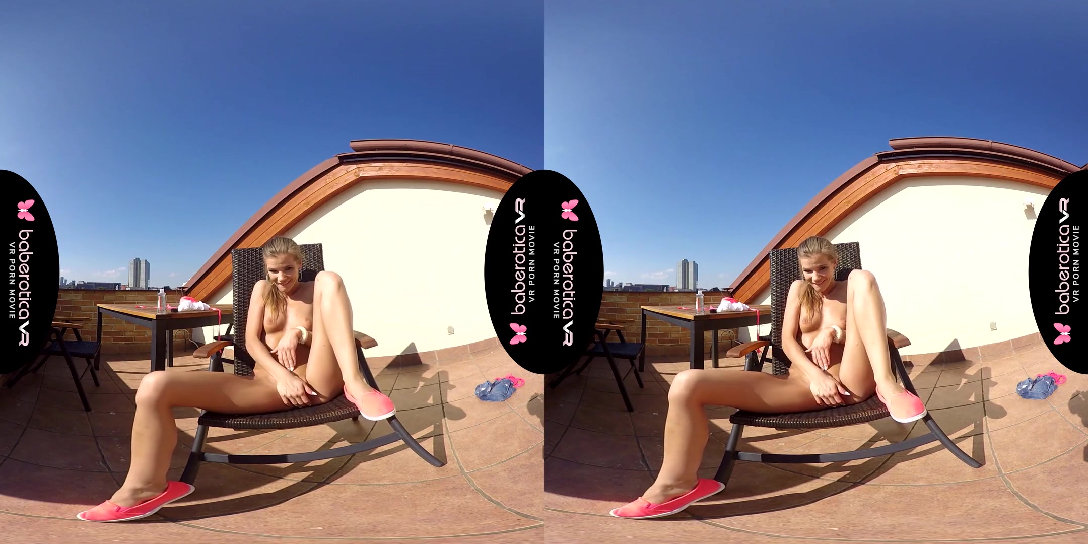 Blonde Sarah Kay Has Such A Big Orgasm On The Balcony - Cute European Pornstar Solo