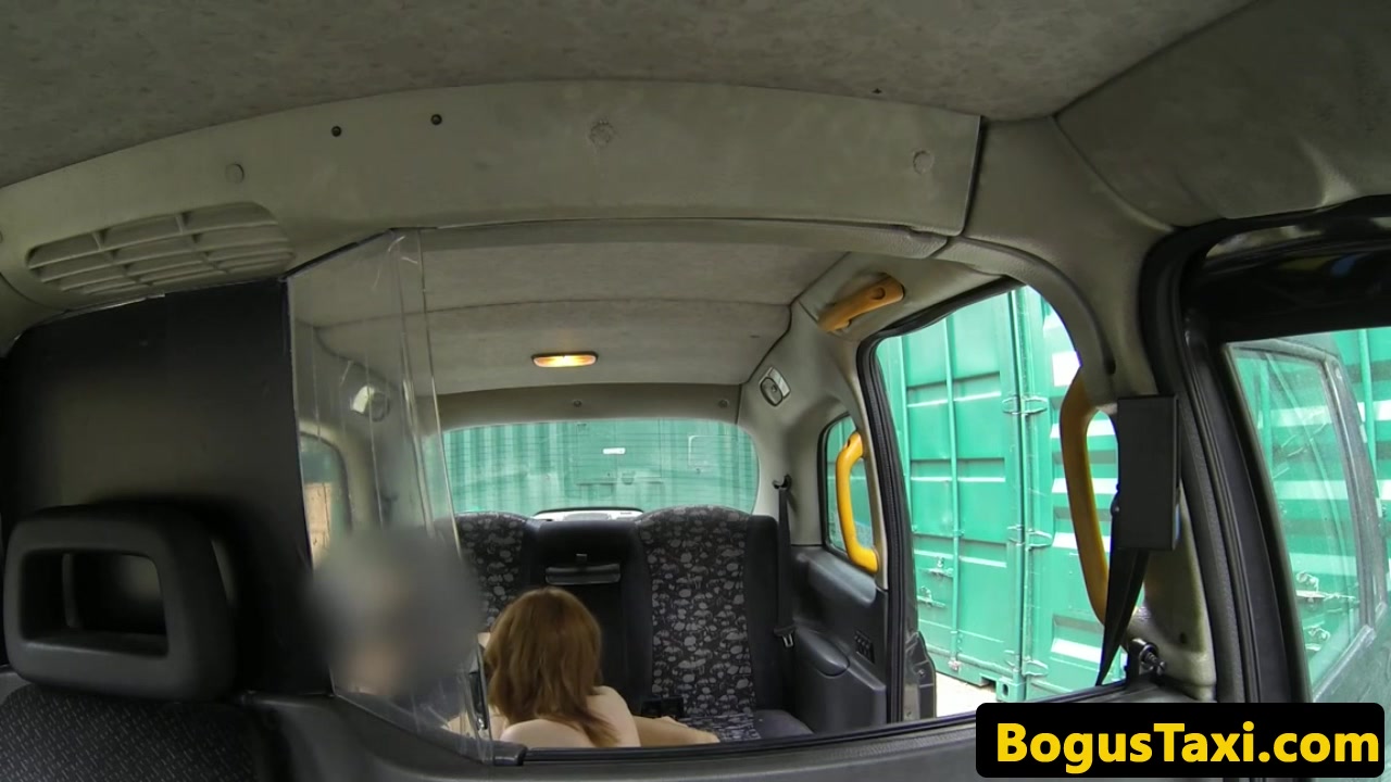 Ginger british taxi babe riding cabbies cock