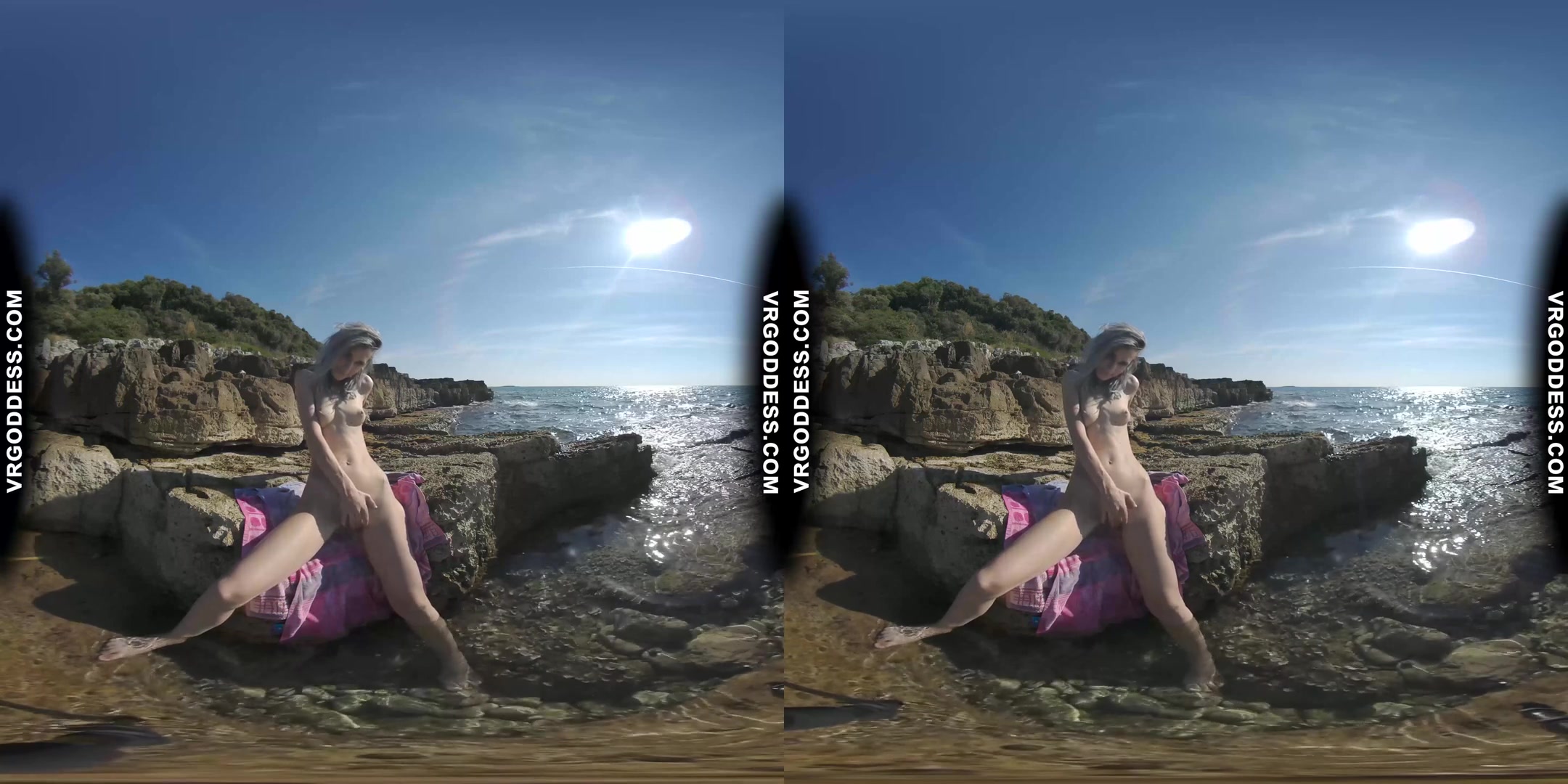 Sensual Sunbathing And Skinny Dipping On Vacation With Sexy Thin Blonde Poppy Jillin