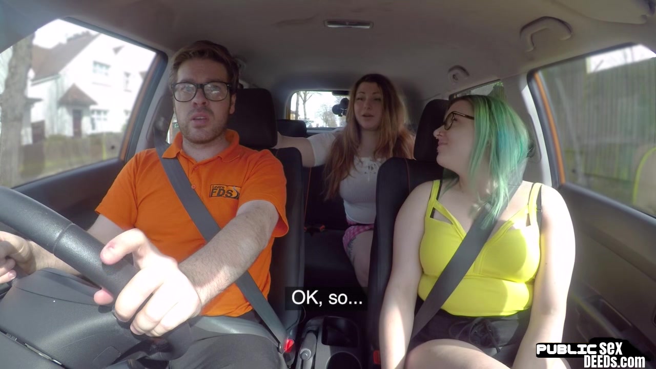 Chubby driving student 18+ public fucked by tutor outdoor in car