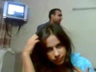 Guy plays with brown girl's round juicy titties