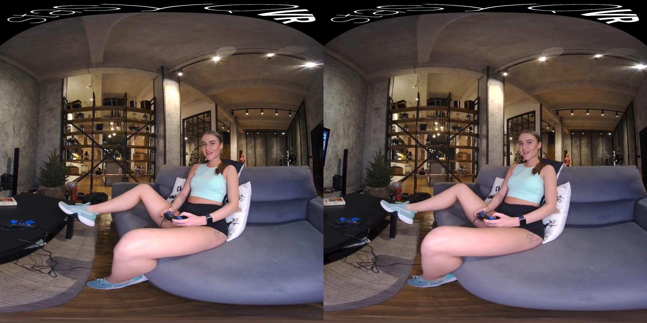 Girl of Your Dreams; athletic gamer toned big ass brunette solo striptease
