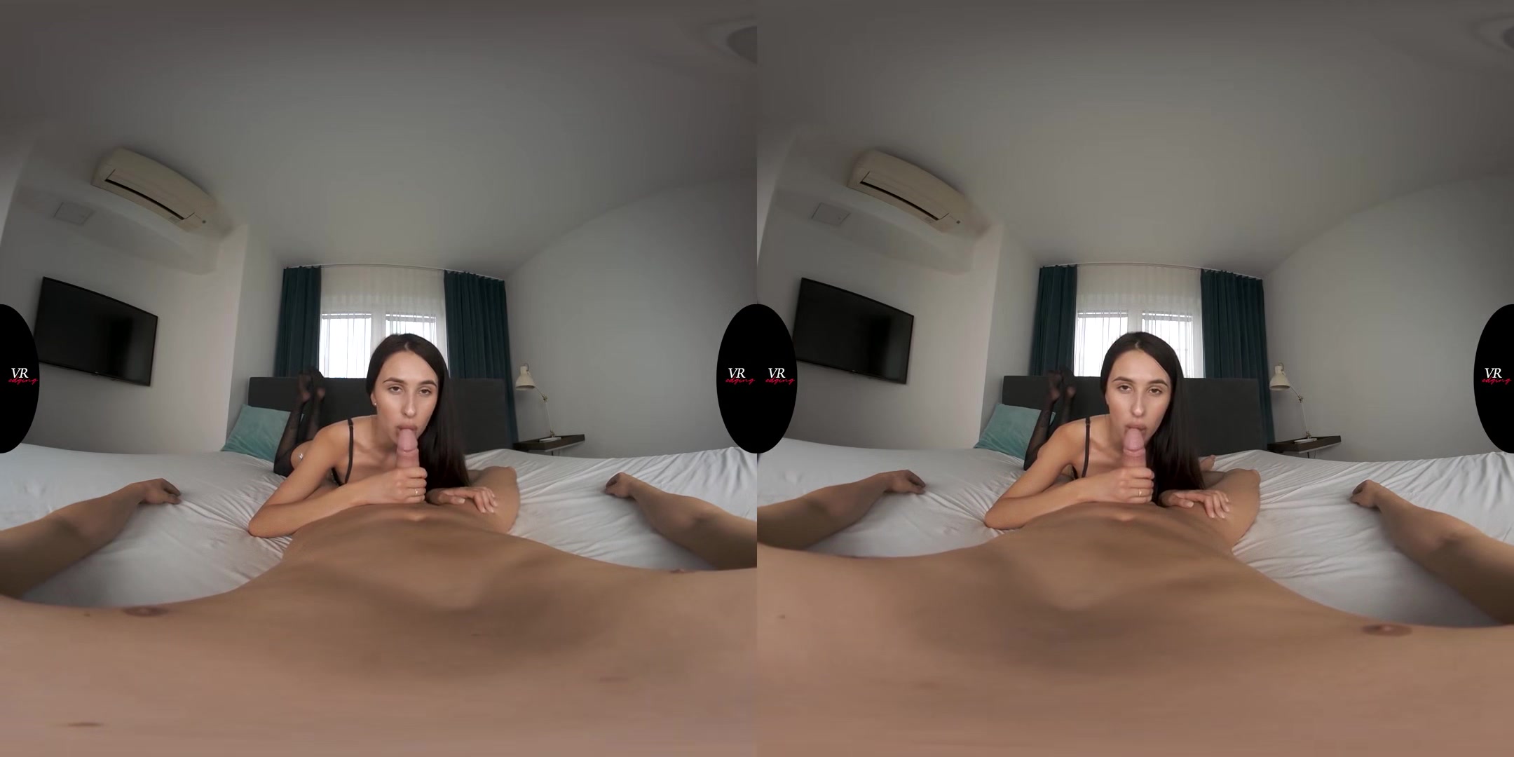 Alyssa Lets You Explode On Her Nylon Feet; Virtual Reality Blowjob and Edging