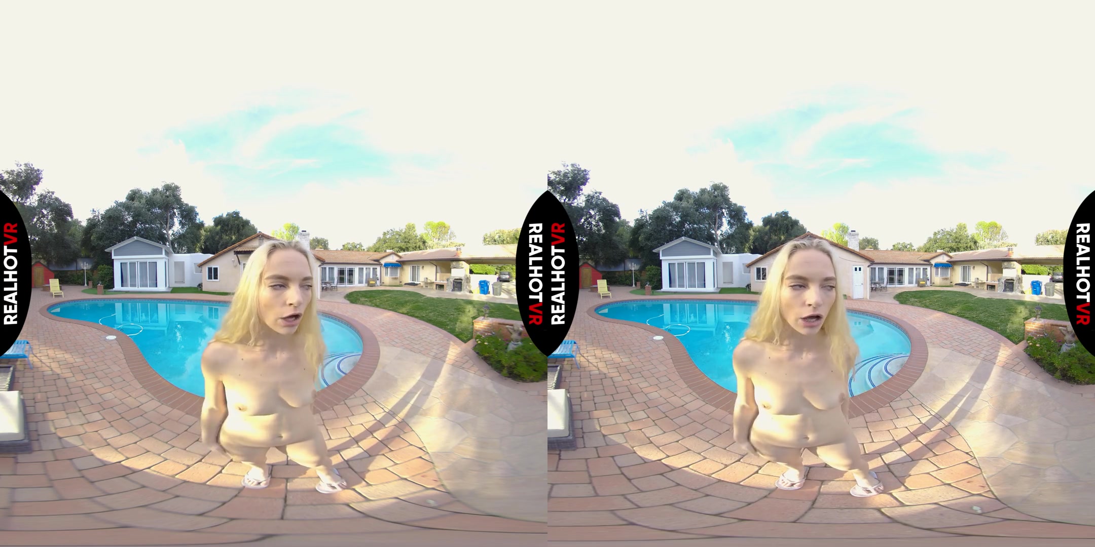 Banging The Pool Boy In Stepdad' Bed - Blonde teen 18+ Babe Solo by the Pool