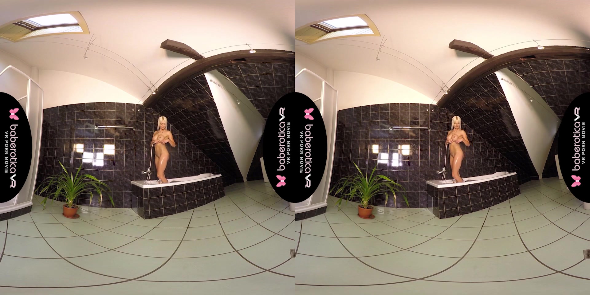 Lena Love in the bath naked with her fingers buried in her pink pussy - BaberoticaVR