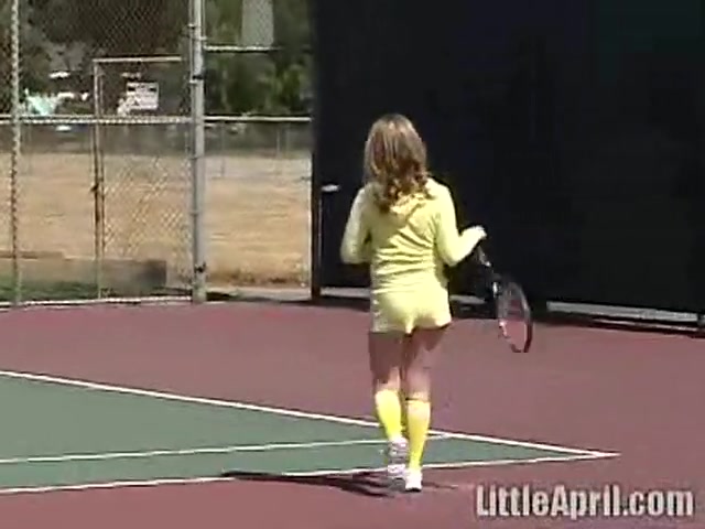 Cute Little Aprils Plays Solo Outdoors And Fingers Hard