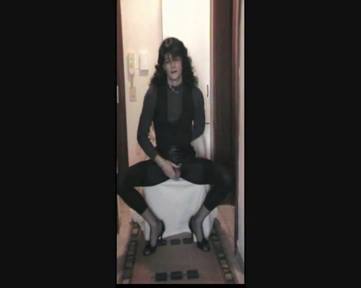 Burning crossdresser in black solo