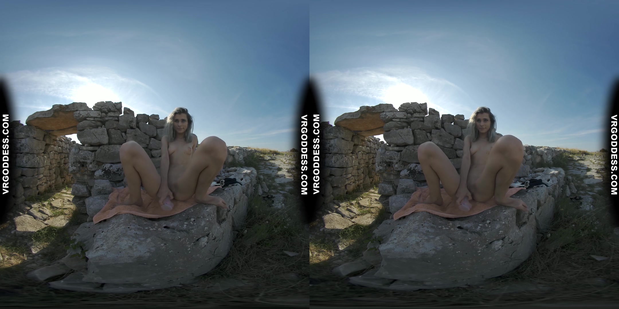 Poppy Risky Public Masturbation In Ancient Ruins On Vacation And Getting Caught By Tourists