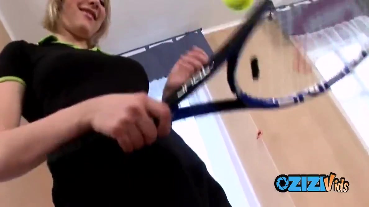 Sexy Tennis Star Toys Her Shaved Pussy With A Big Purple Vibrator