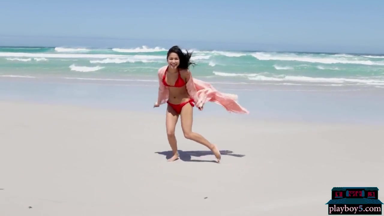 Petite Asian Wife Model Beach Striptease With Asian Milf And Chloe Rose