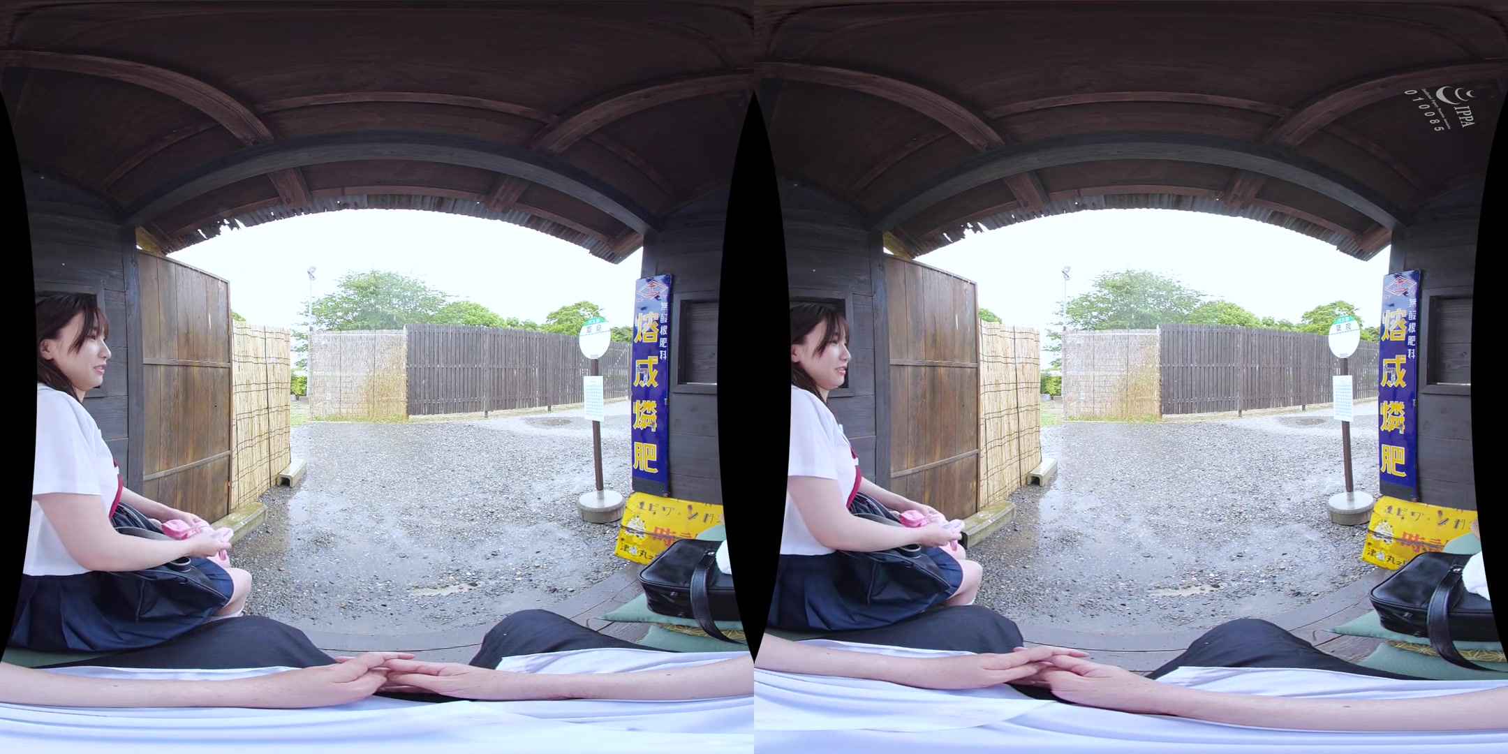Soaking Wet on a Summer Day at the Bus Stop; Japanese Schoolgirls JAV VR Porn