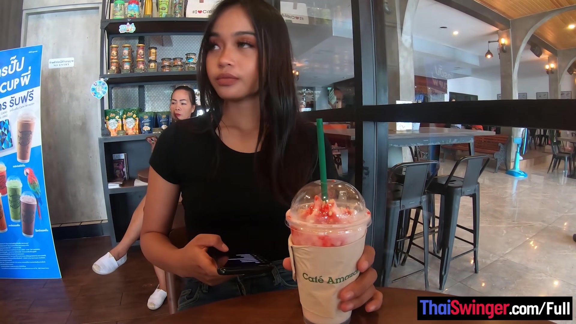 Starbucks coffee date with gorgeous big ass Asian teen 18+ girlfriend