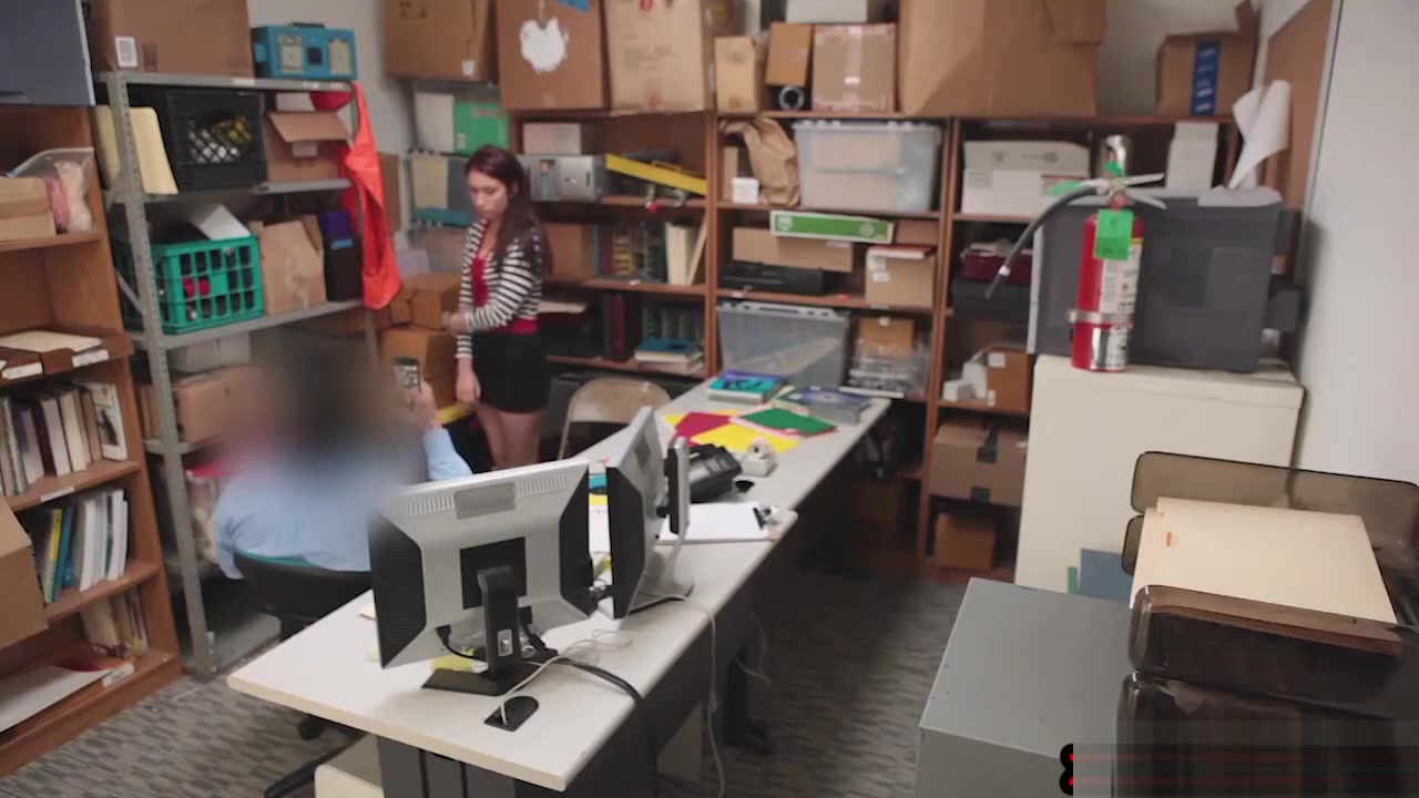 Redhead teen 18+ suspected and fucked by a security guy