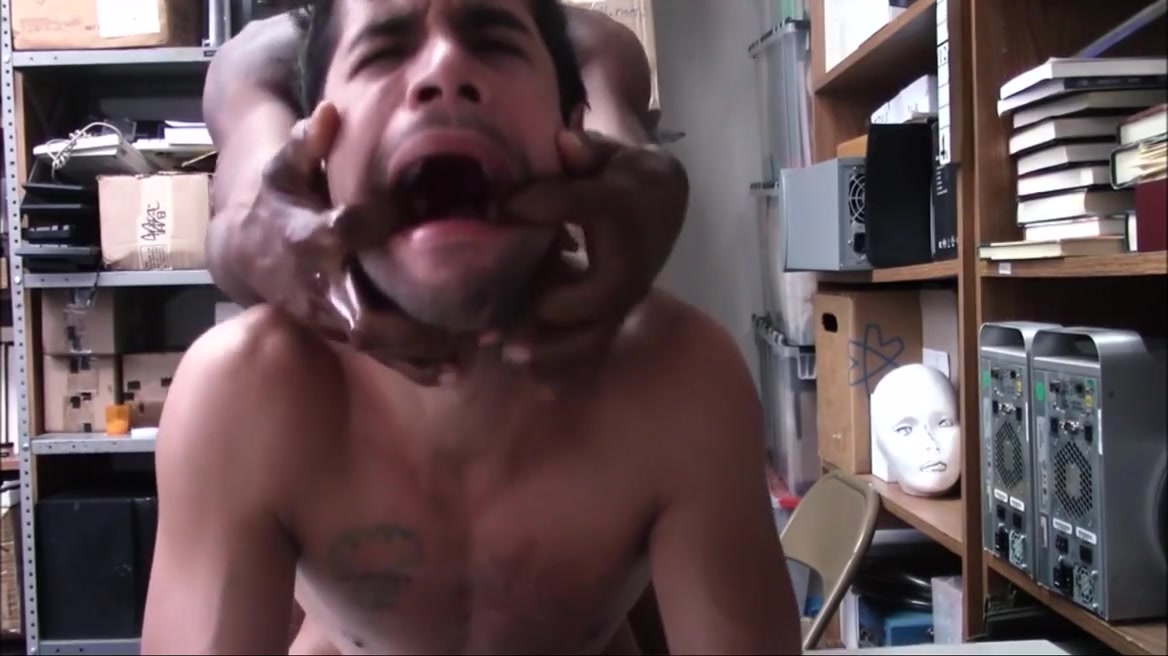 Young Latino With Muscles Blackmailed By Gay Black Security Guard
