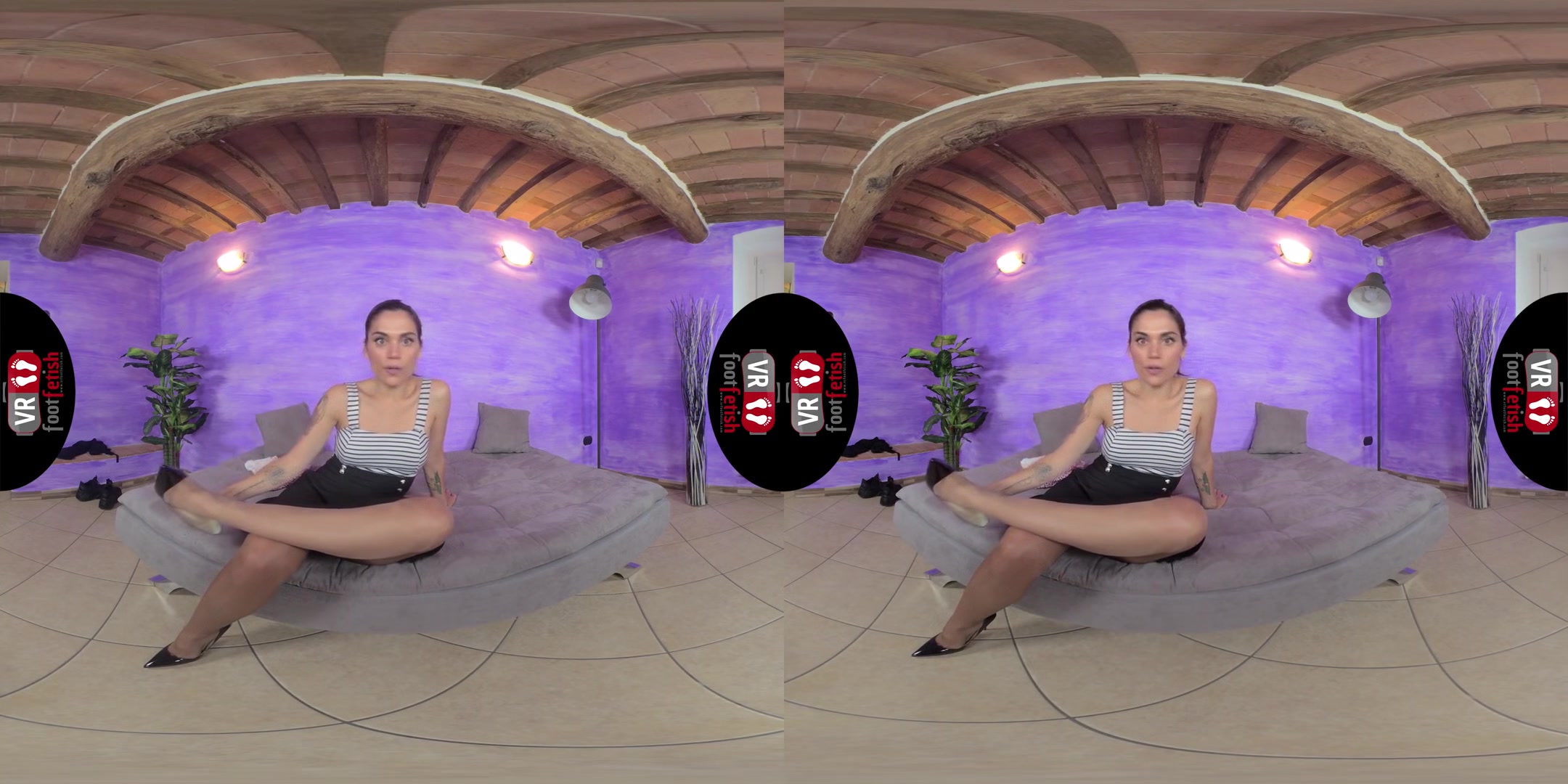 Gorgeous Stunner Chiara Relaxes On The Bed After A Stressful Day; VR Foot Fetish Video