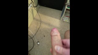 Huge white cock makes a mess on the floor
