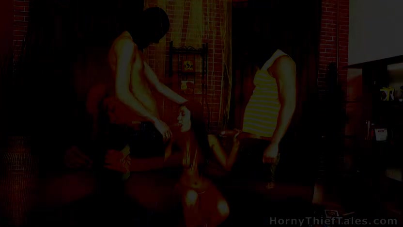 Veronika isn't used to conflict of any kind, which is why she is quick to drop her knickers when these thieves tell her to.