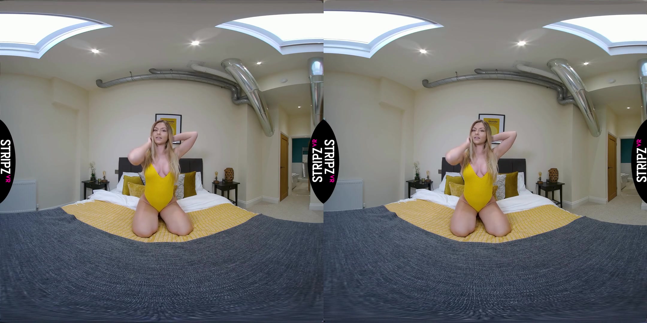 Buxom Babe - Big Tits Blonde Solo Striptease - SexLikeReal