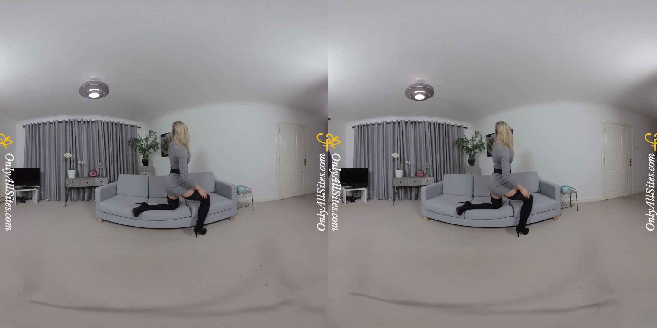 Pippa Doll - Grey Dress; Blonde Amateur Babe Striptease