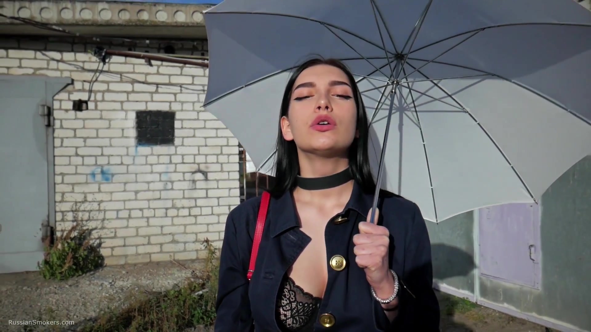 Attractive Lera Taking A Smoke Break Outside