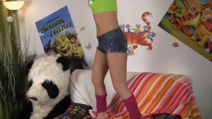 Sexy brunette hair has real fuck with Panda bear