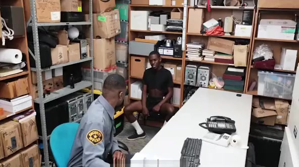 GayShoplifter - Muscular Black Security Officer Fucks A Cute Black Perp?s Hole