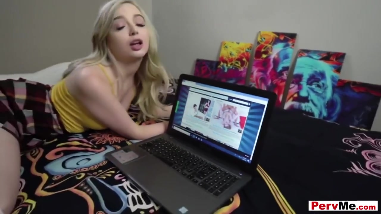 Cute Blonde Stepsis Was Curious About My Porn Stash