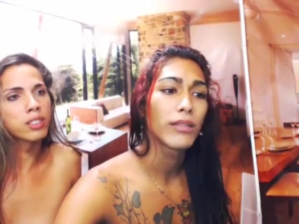 Shemale girl masturbates on camera