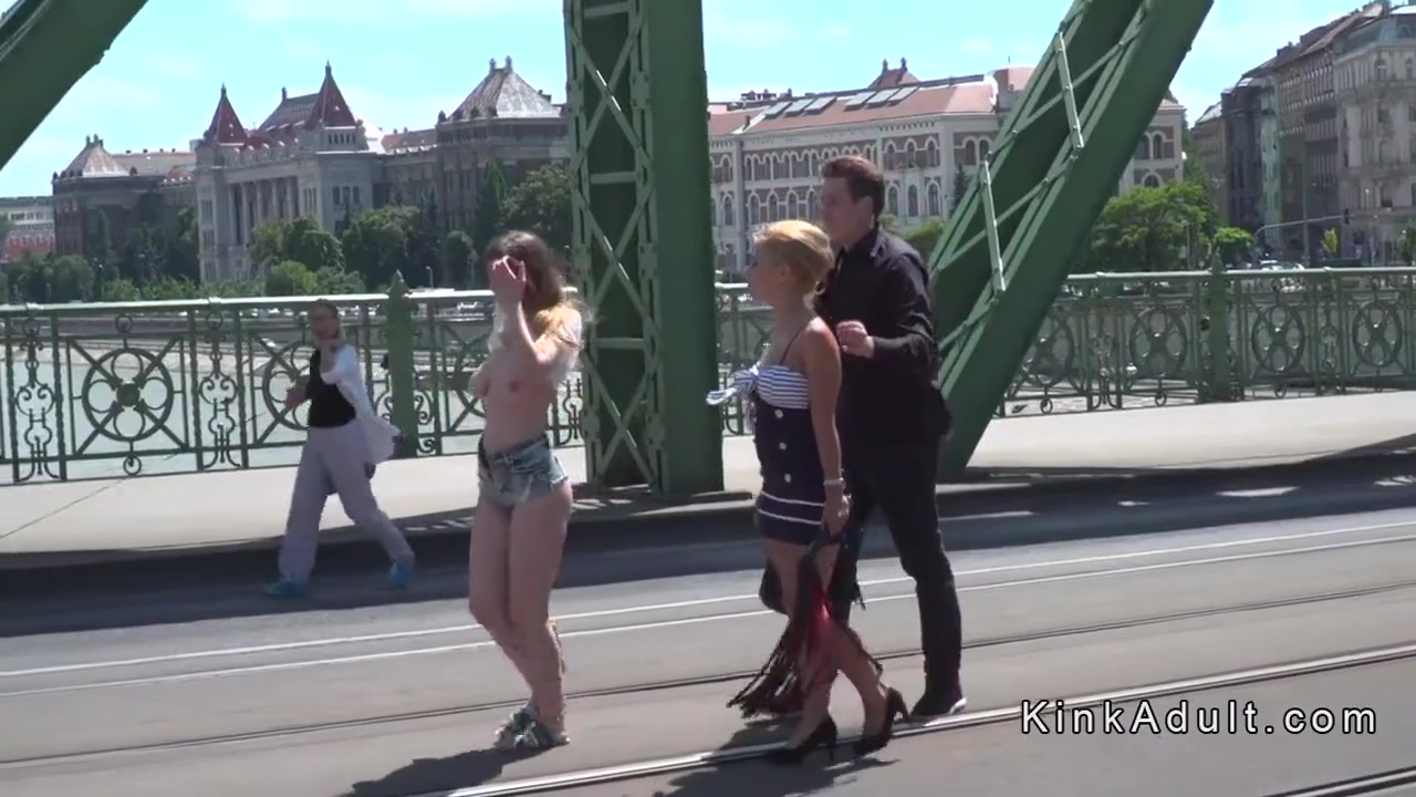Slave Flashing Huge Tits In Public