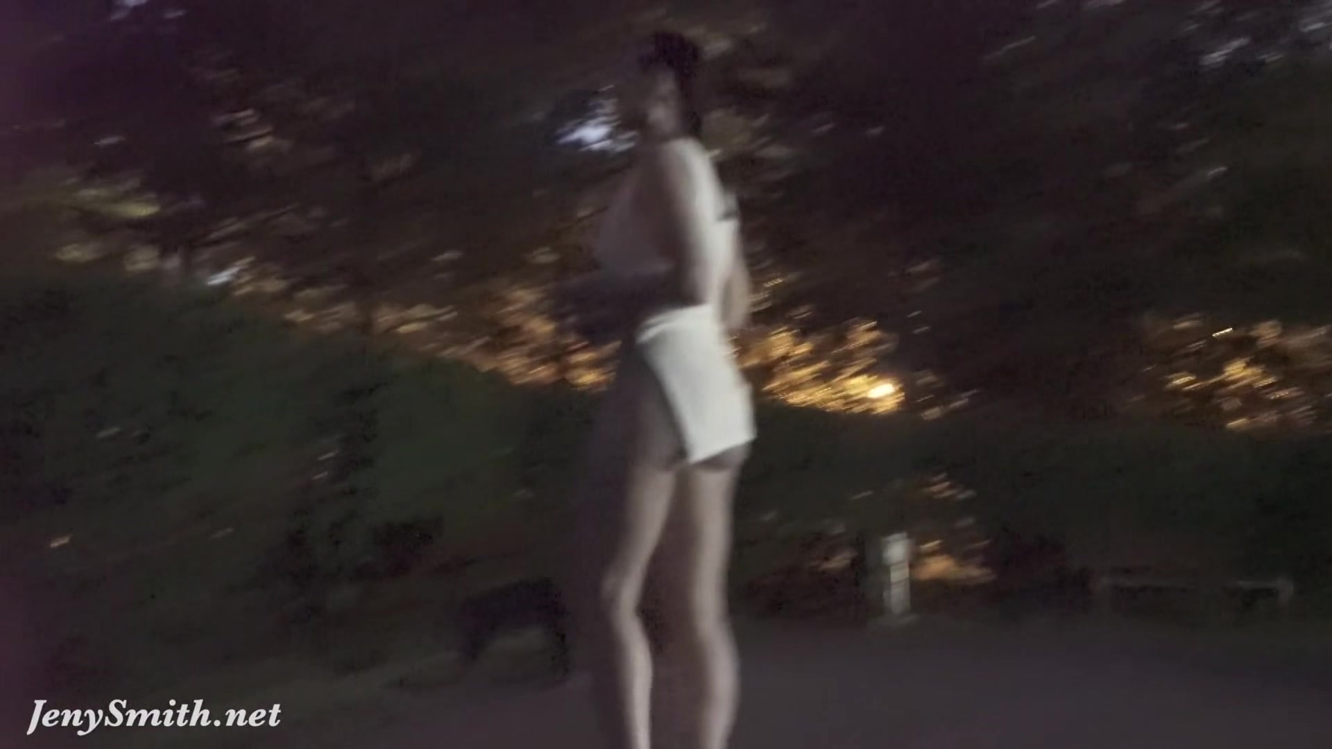 Jeny Smith tests her new suit. Flashing in public