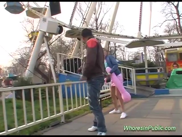 cute Chick rides tool in fun park