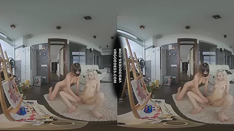 Creative Porn Hot Teens Miss Pussycat Painting Canvas And Naked Bodies With Poppy Fingering