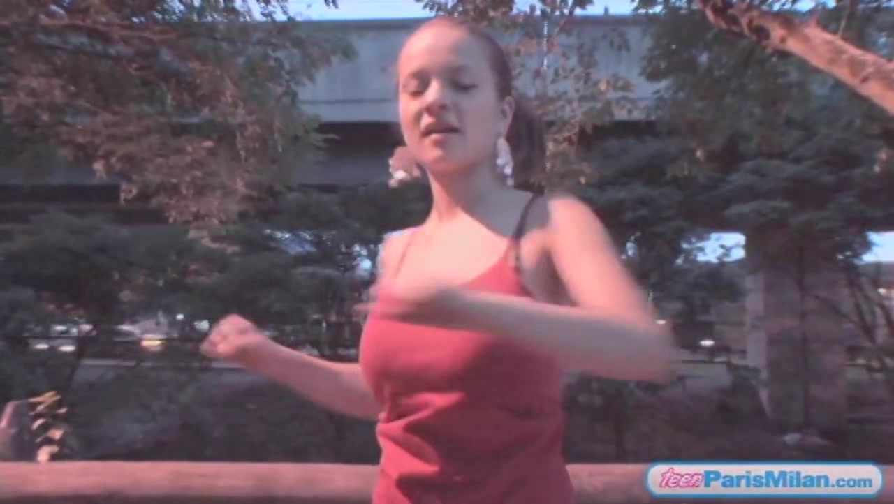 Hot busty teen gets tits out while on a jog