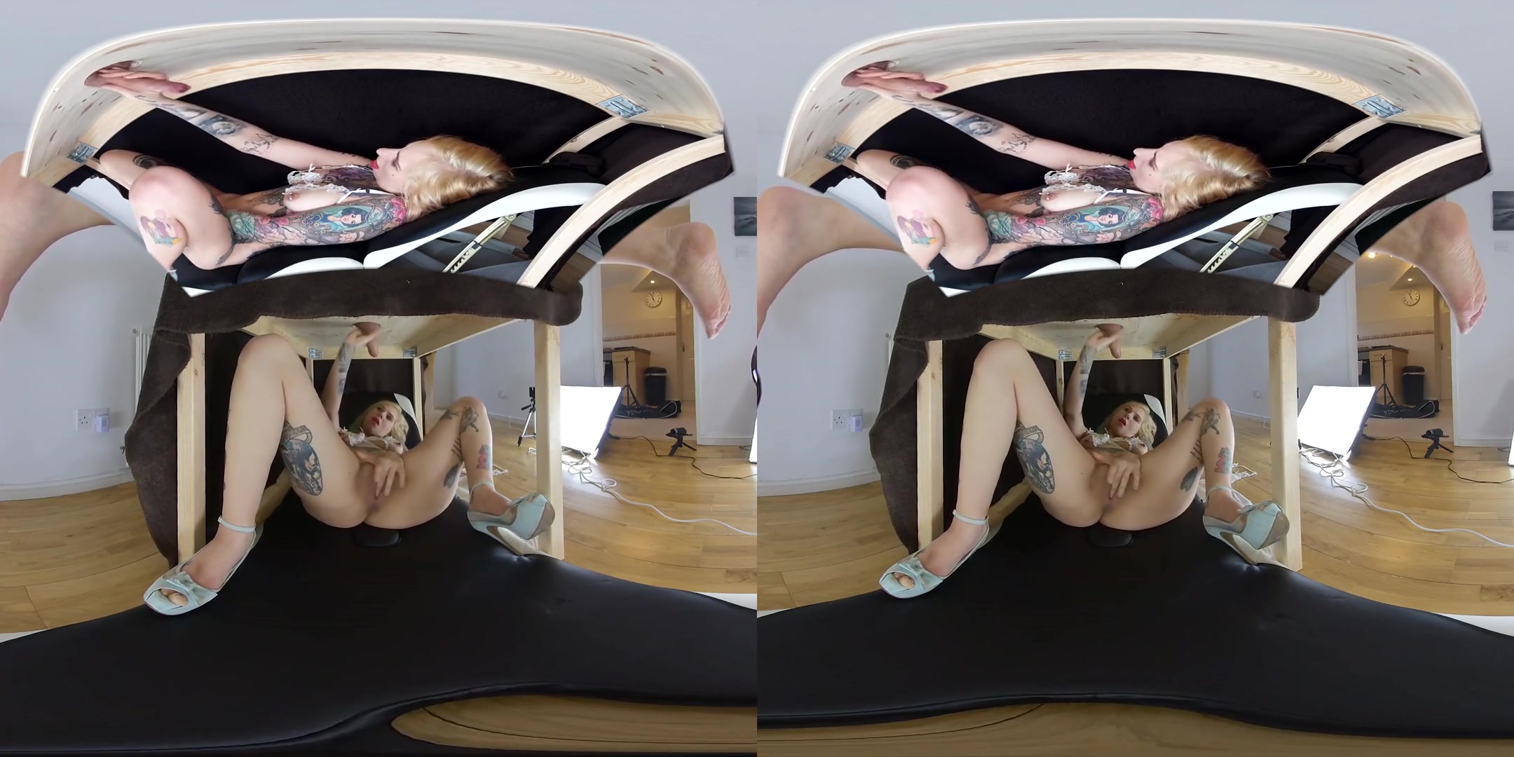 Tammy, Milking Table - Blonde Babe Milking a Cock