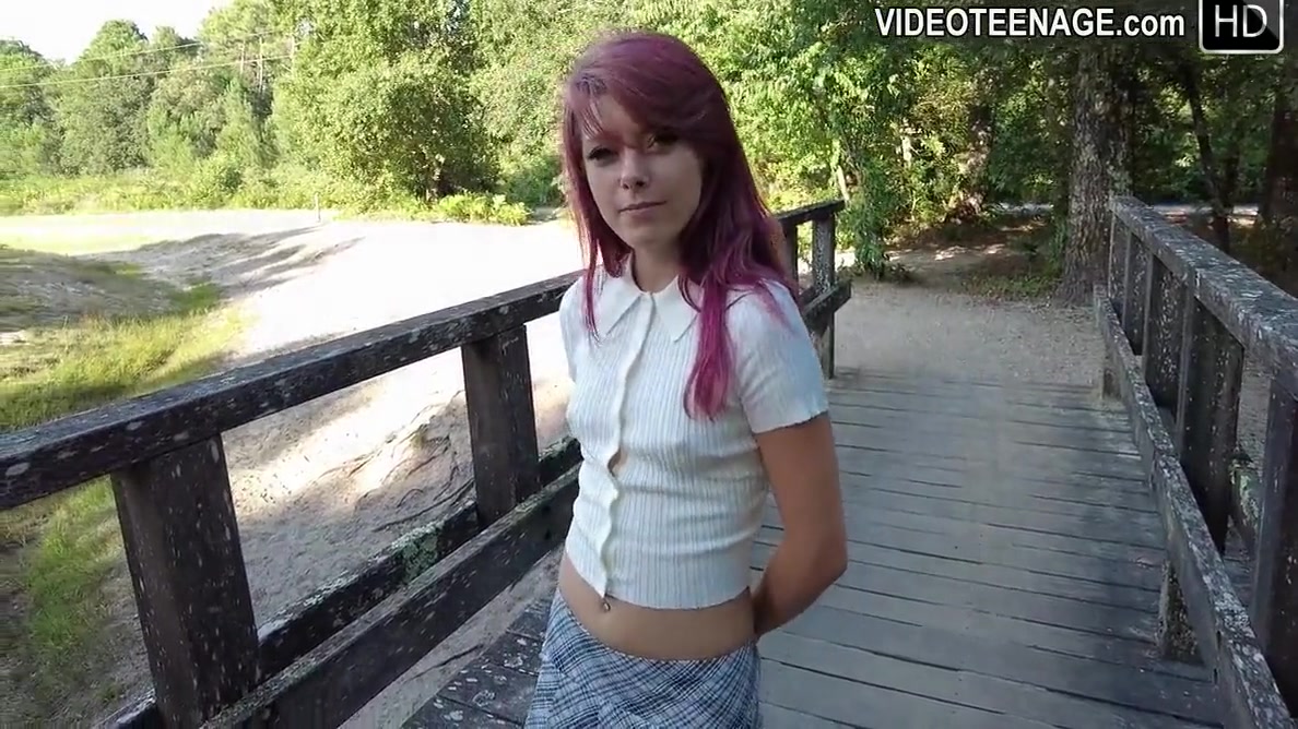 18 Year Cute Girl Outdoor With Mini Skirt
