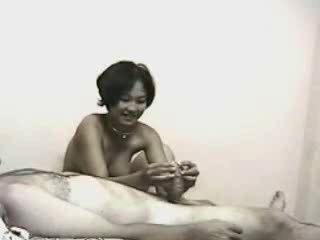 Cute Asian girl with nice tits riding a hard cock