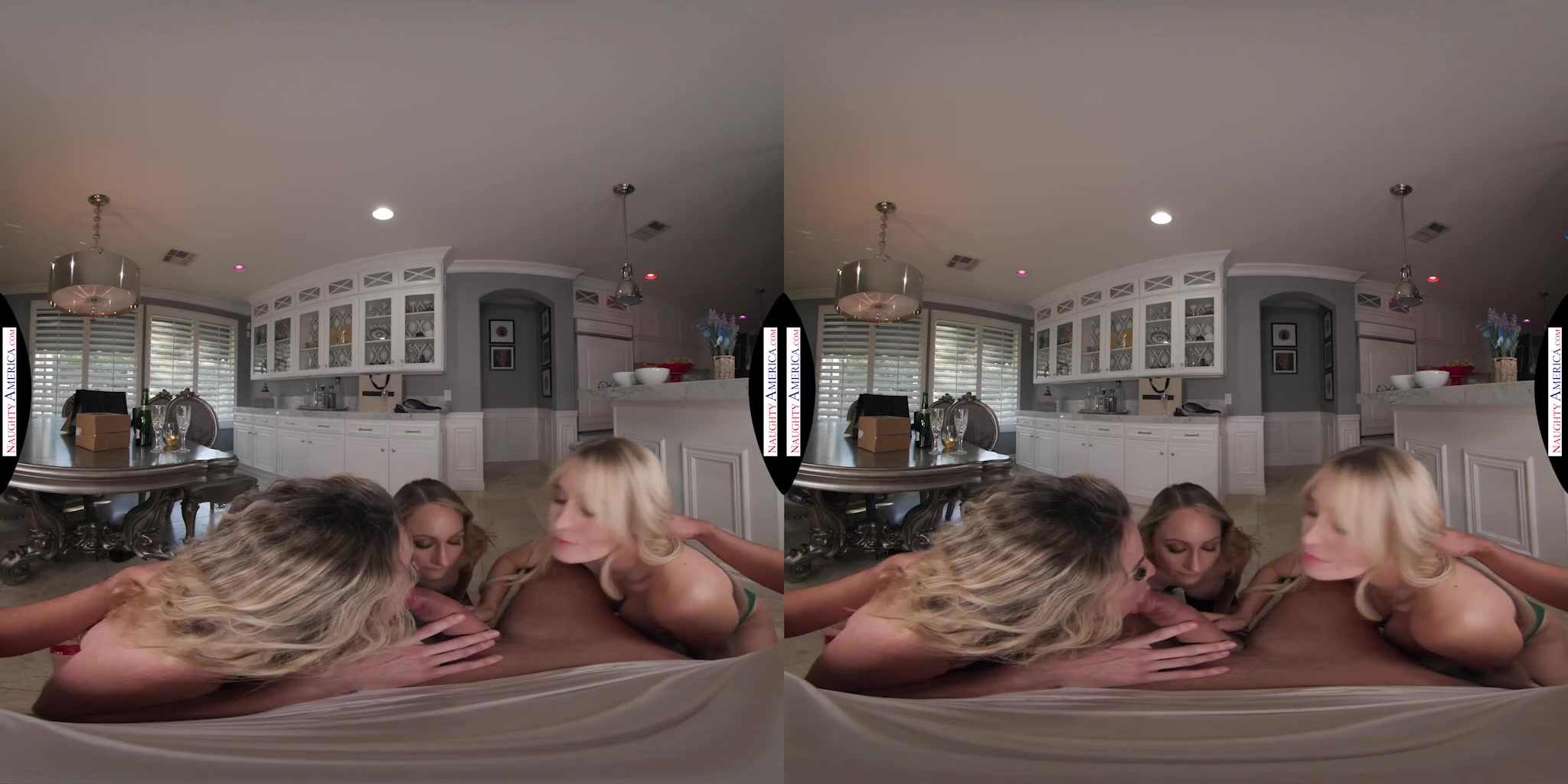 Married MILFs, Crystal Clark, Kayla Paige, and Sarah Taylor, invite the neighbor over for some fun while their husbands are away
