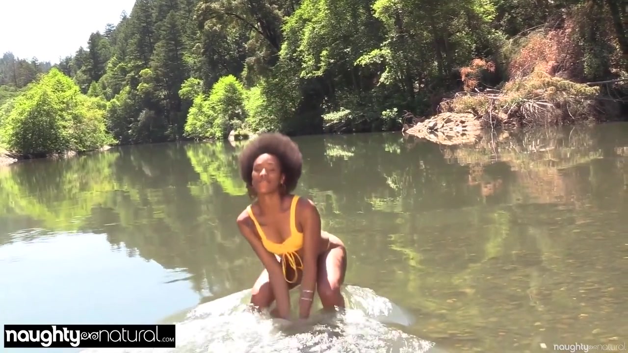 Beautiful Hairy Black Girl Unshaven Bush In River