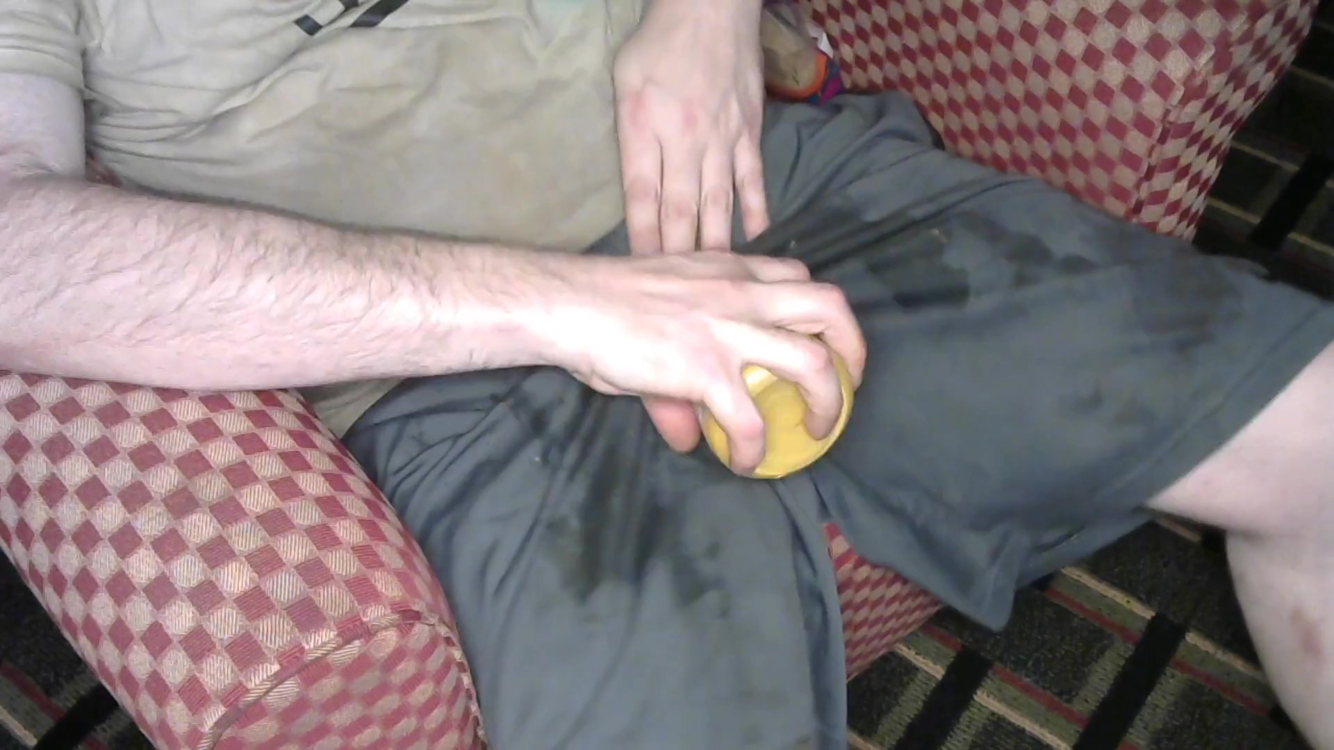 Having Some Hot Cheese Dip Using Nike Shorts For Bowl
